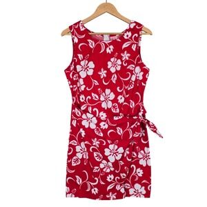 Shannon Marie Hawaii Women's Tropical Hibiscus Wrap Dress Red White XL